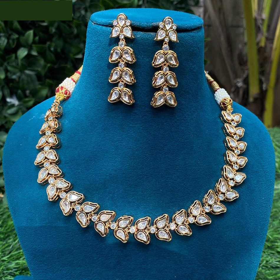 Leaf Inspired Necklace Set in Gold Plated | Bridal Jewellery India