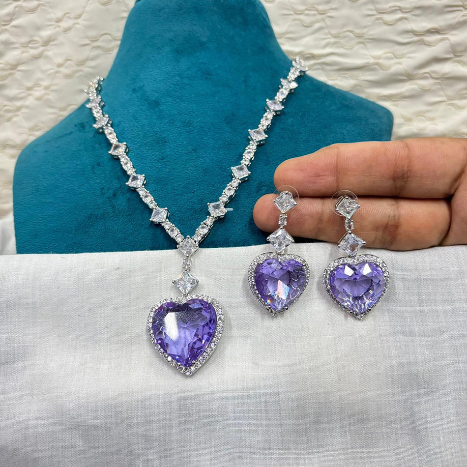 Heart Shaped Diamond Necklace in 14K Gold Plated | Bridal Jewellery India