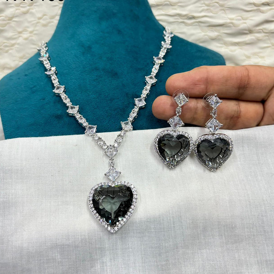 Heart Shaped Diamond Necklace in 14K Gold Plated | Bridal Jewellery India