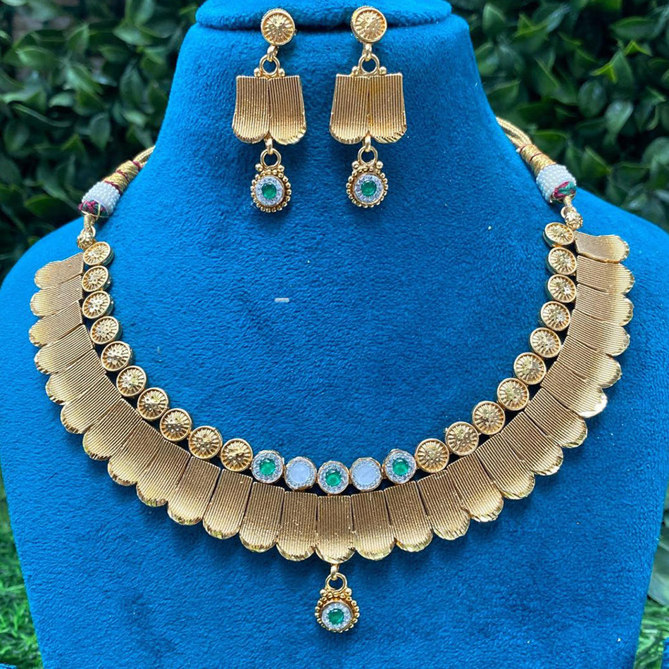 Pota Stone Necklace in Oxidised Silver | Bridal Jewellery India