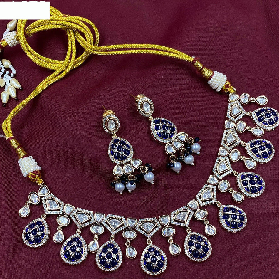 Kundan Choker Necklace in Sterling Silver | Bridal Jewellery India