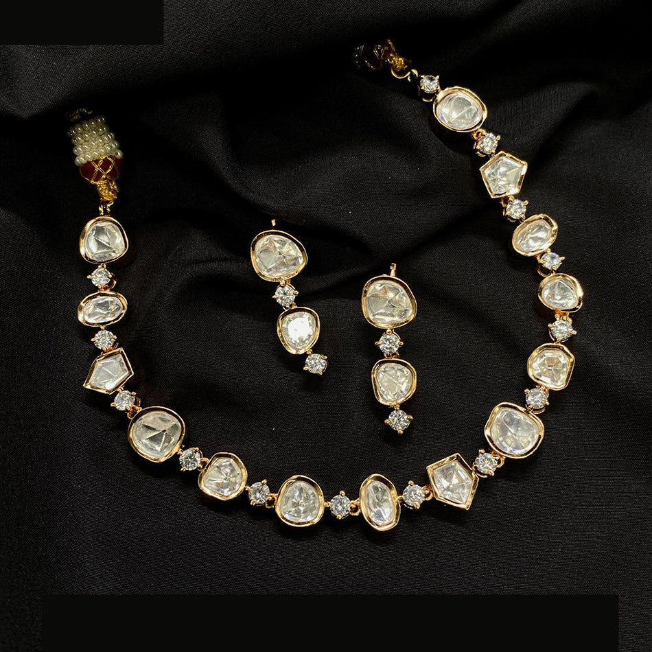 Heavy Polki Kundan Necklace in Gold Plated | Bridal Jewellery India
