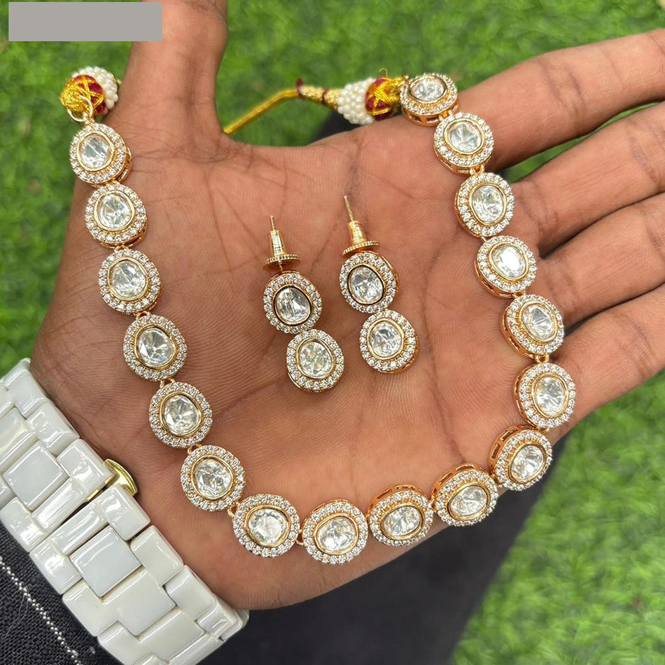 Heavy Polki Kundan Necklace in  Gold Plated | Bridal Jewellery India
