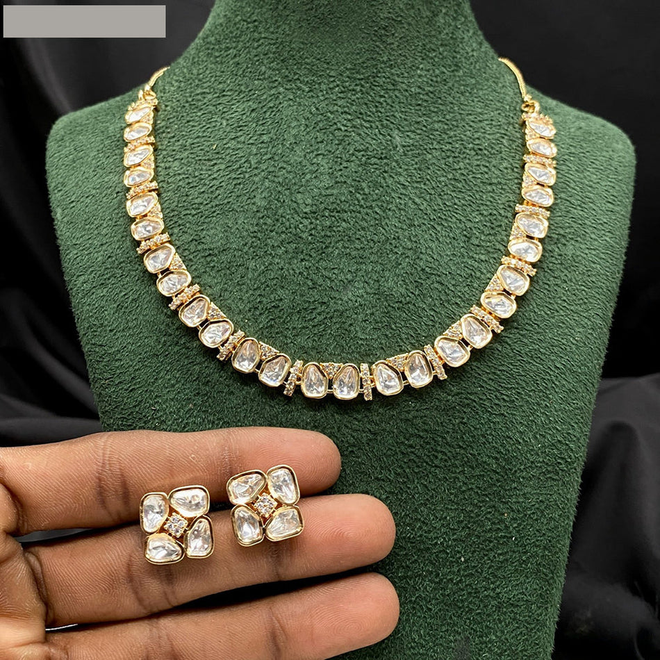 Heavy Polki Kundan Necklace in Gold Plated | Bridal Jewellery India