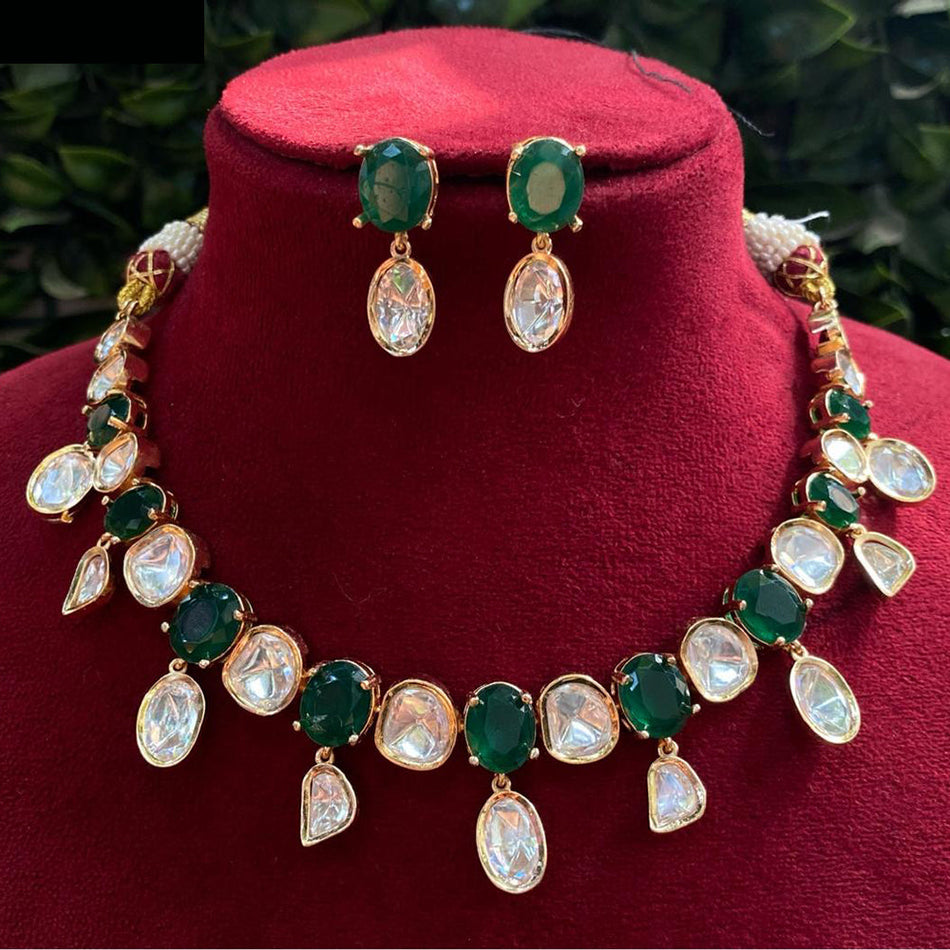Heavy Polki Kundan Necklace in Gold Plated | Bridal Jewellery India