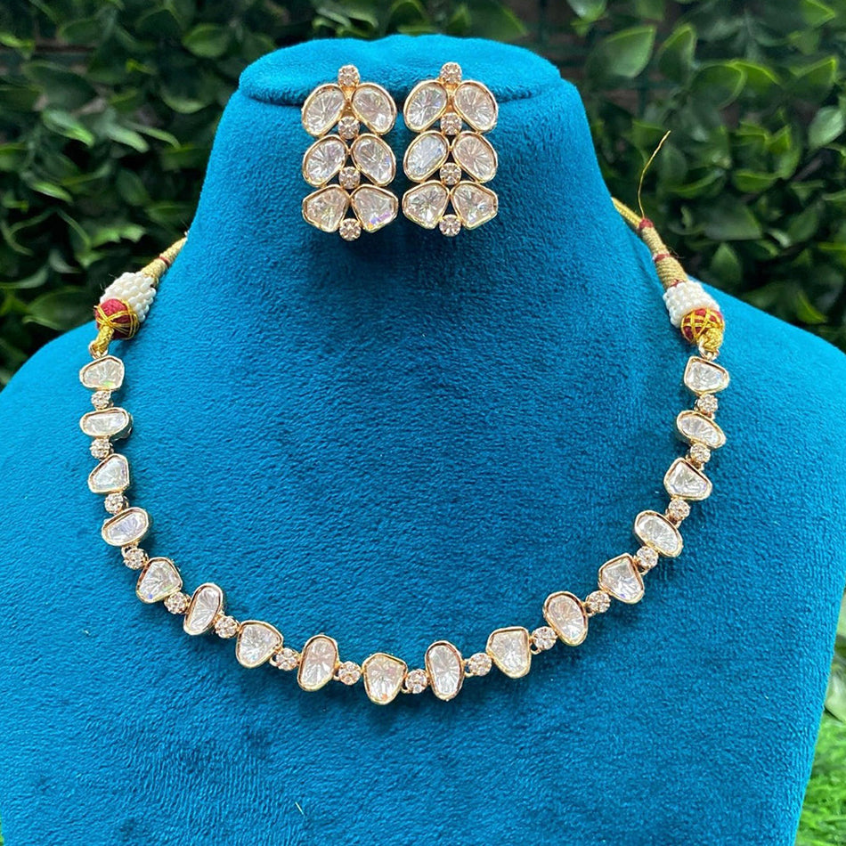 Heavy Polki Kundan Necklace in Gold Plated | Bridal Jewellery India