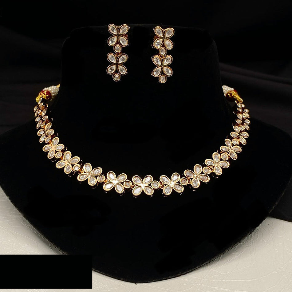 Kundan Choker Necklace in Gold Plated with Polki Stones | Bridal Jewellery India