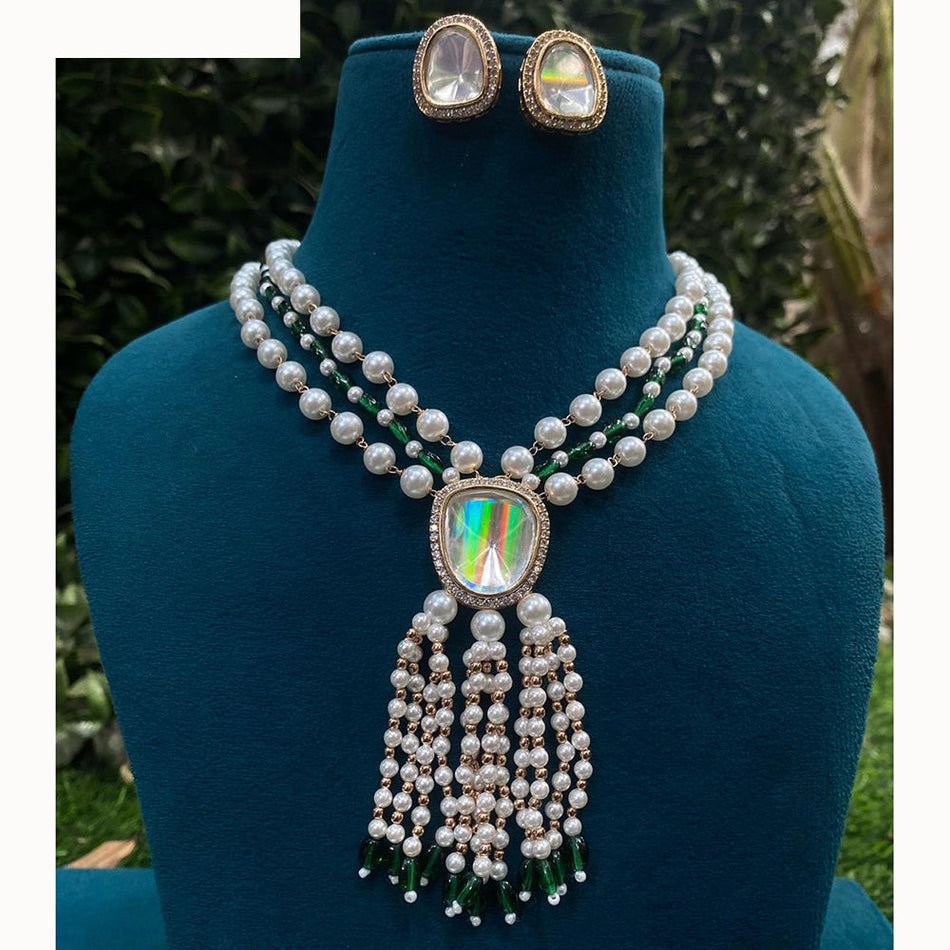 Kundan Choker Necklace in White Gold Plated | Bridal Jewellery India