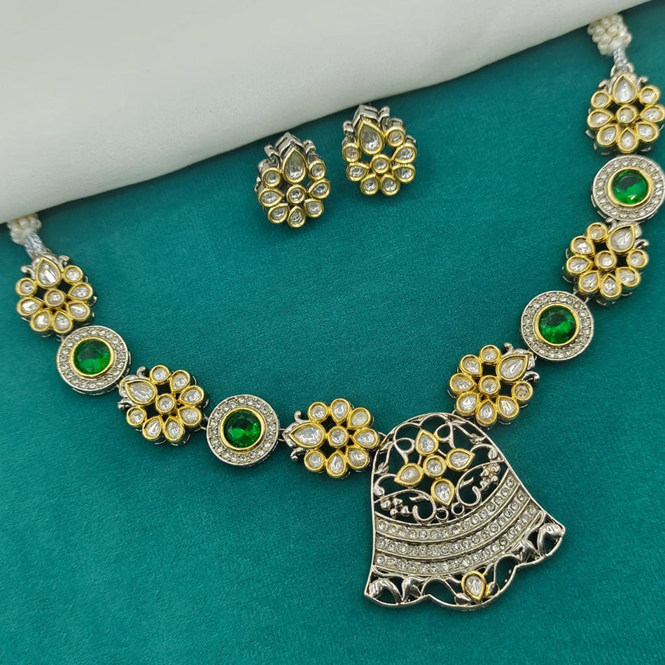 Kundan Necklace in Gold Plated with Polki Stones | Bridal Jewellery India