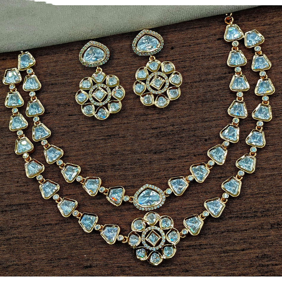Kundan Choker Necklace in White Gold Plated | Bridal Jewellery India