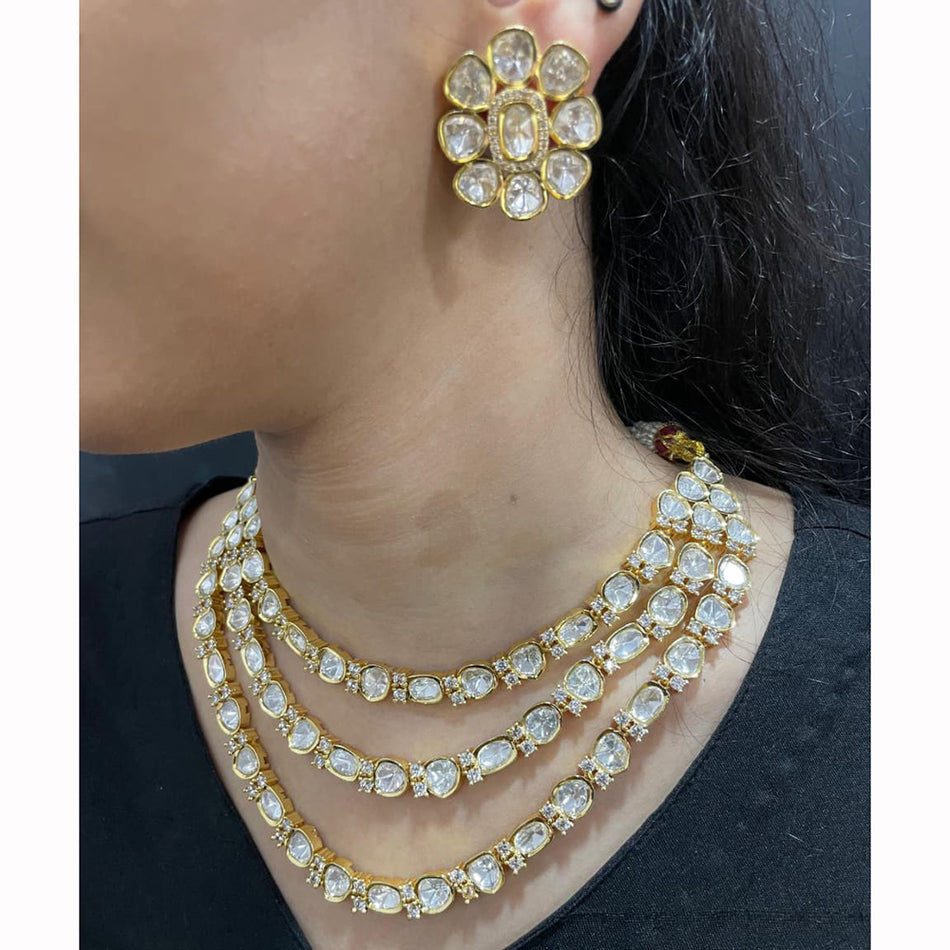 Regal Shine Kundan Necklace in Gold Plated | Bridal Jewellery India