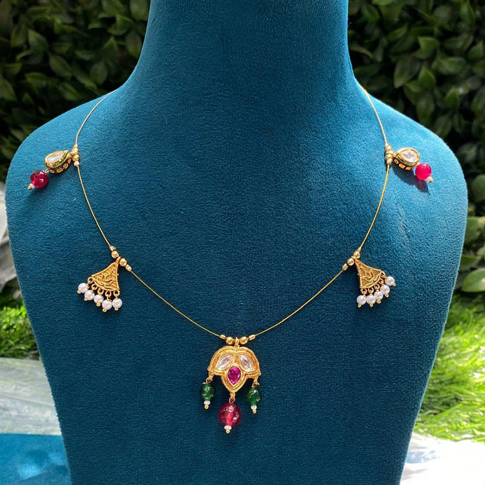 Kundan Choker Necklace in Gold Plated | Bridal Jewellery India