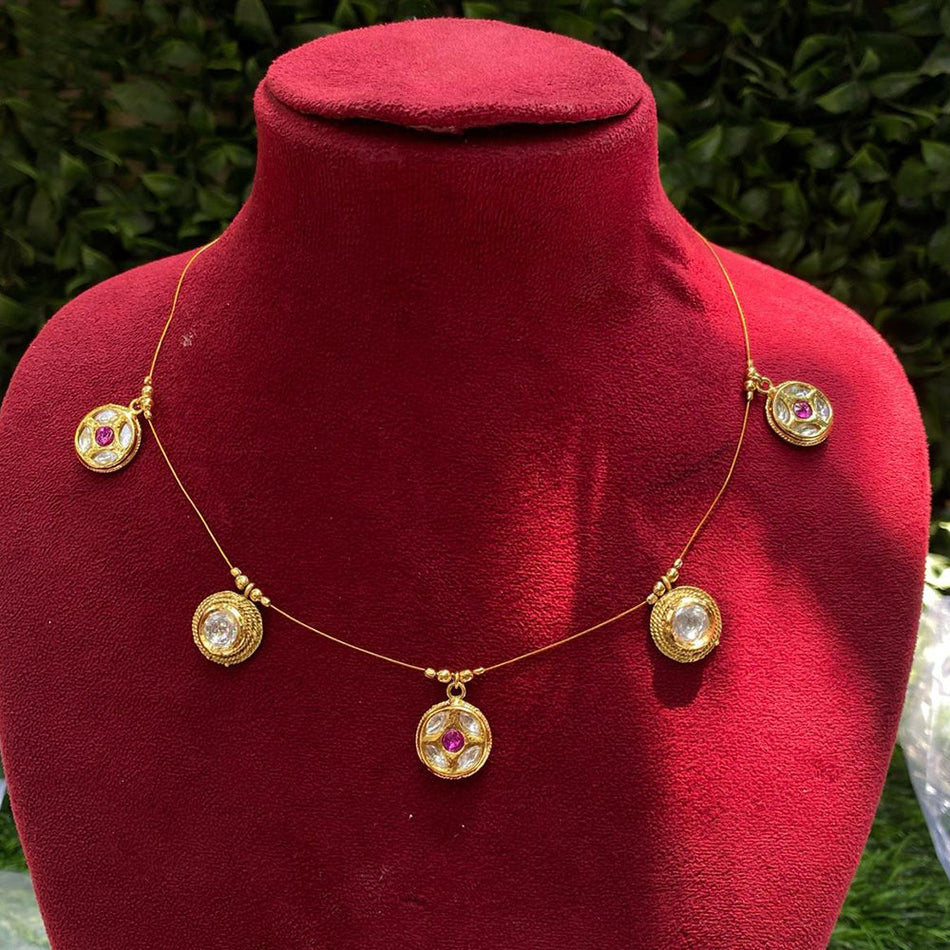 Kundan Necklace in Sterling Silver | Bridal Jewellery India