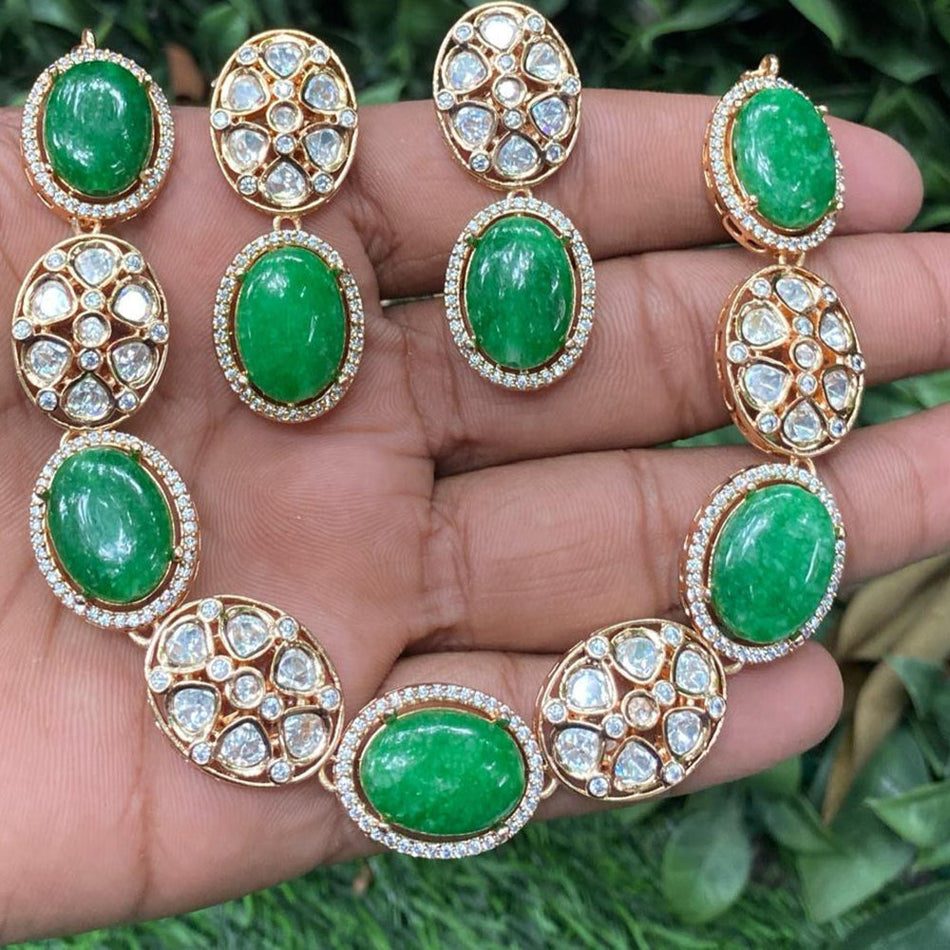 Kundan Choker Necklace in White Gold Plated | Bridal Jewellery India