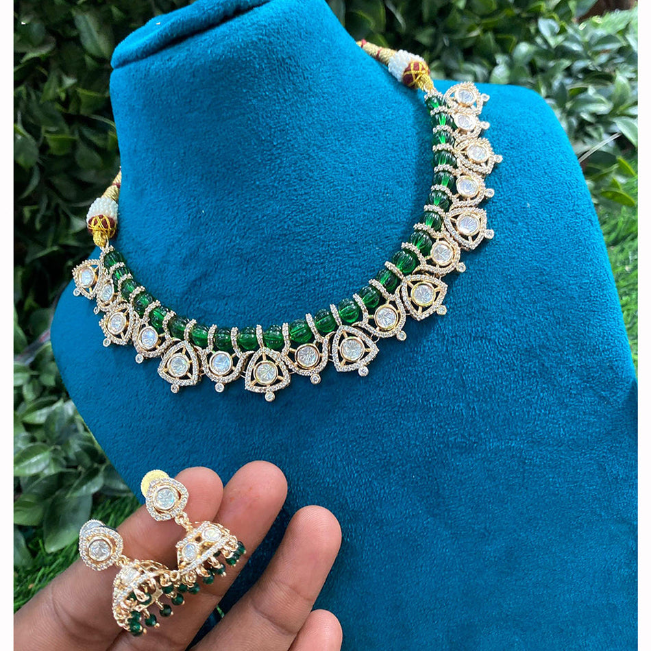 Kundan Choker Necklace in White Gold Plated | Bridal Jewellery India