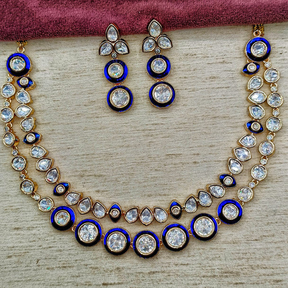 Kundan Necklace in Gold Plated with Polki Stones | Bridal Jewellery India