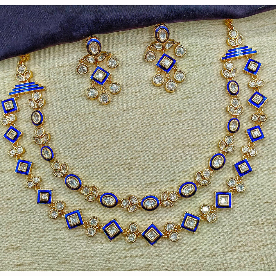 Kundan Necklace in Silver with Polki Stones | Bridal Jewellery India