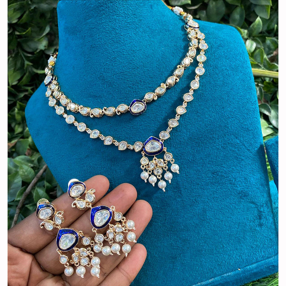 Meenakari Necklace in Gold Plated   Pearl | Bridal Jewellery India