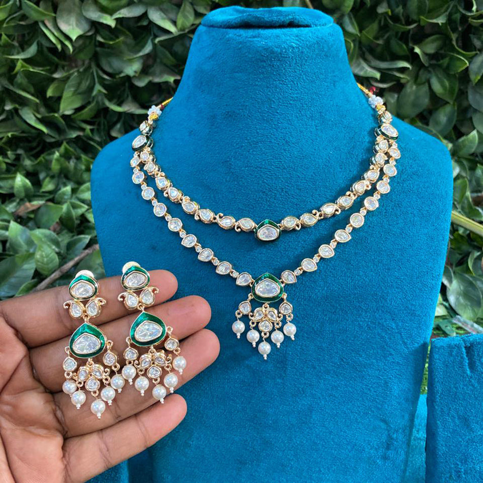 Meenakari Necklace in Gold Plated Pearl | Bridal Jewellery India