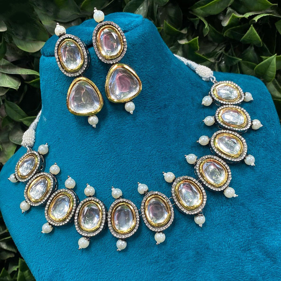 Kundan Choker Necklace in Gold Plated   Rose Gold Plated | Bridal Jewellery India