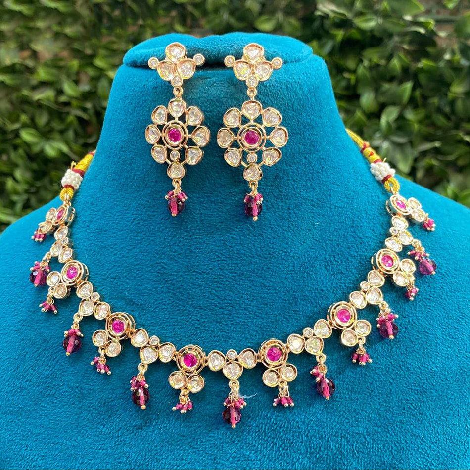 Kundan Choker Necklace in Gold Plated   Sterling Silver | Bridal Jewellery India