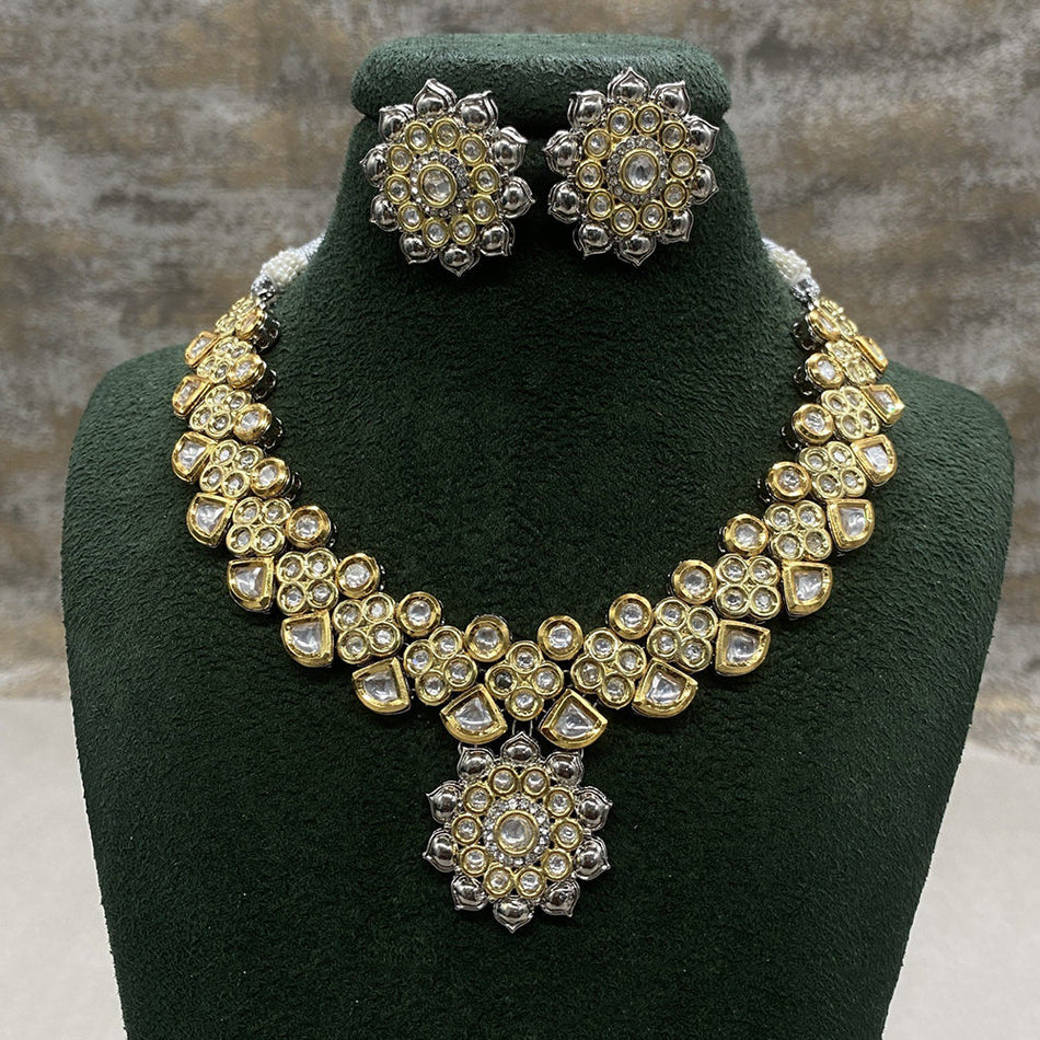 Kundan Necklace in Gold Plated Silver | Bridal Jewellery India