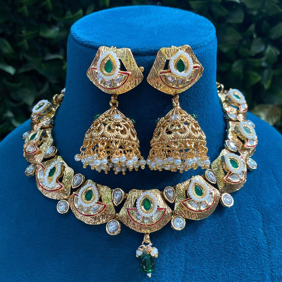 Kundan Choker Necklace in Sterling Silver | Bridal Jewellery India