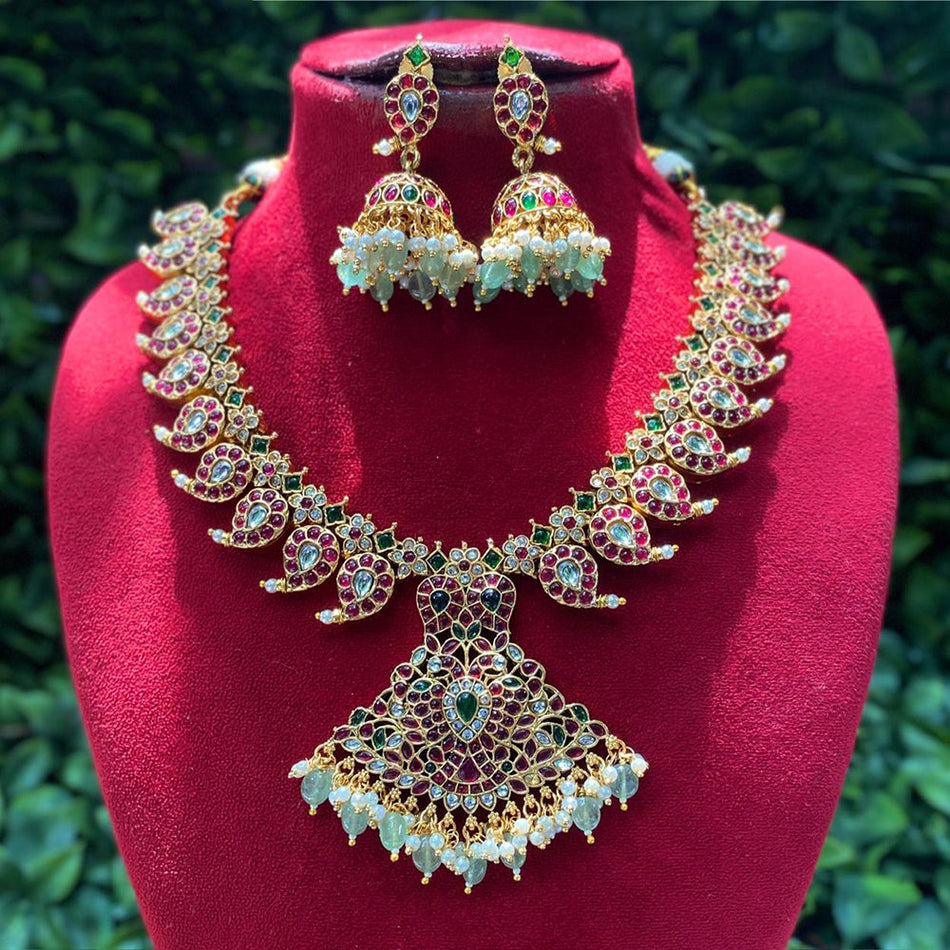 Kundan Necklace in Sterling Silver | Bridal Jewellery India