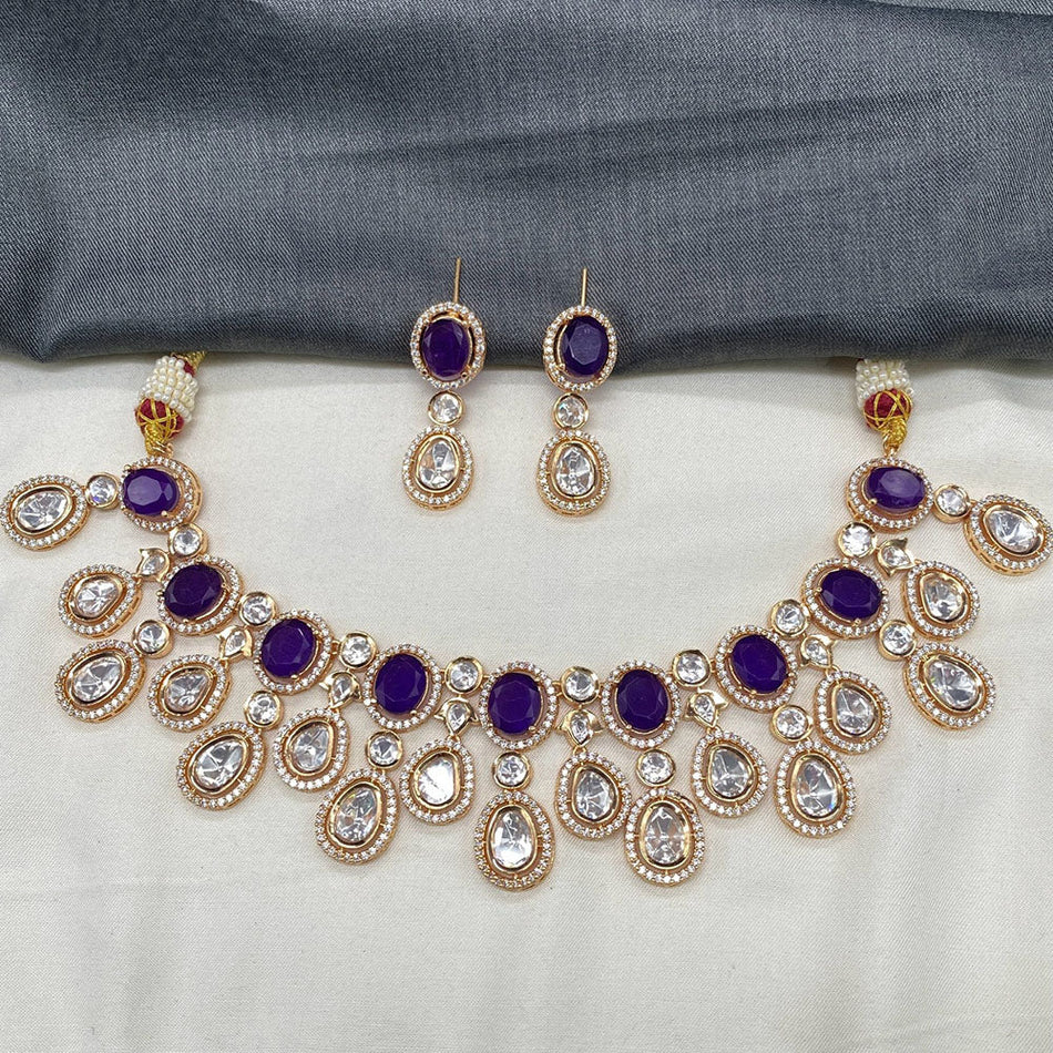 Kundan Choker Necklace in White Gold Plated | Bridal Jewellery India