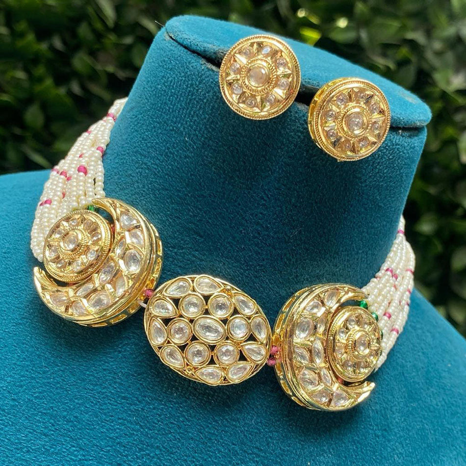 Kundan Choker Necklace in Sterling Silver | Bridal Jewellery India