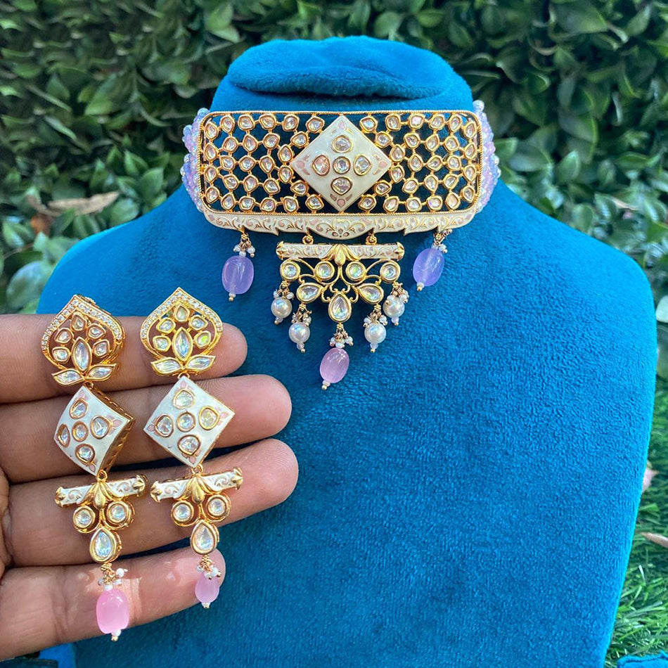Kundan Choker Necklace in Gold Tone for Bridal Wear | Bridal Jewellery India