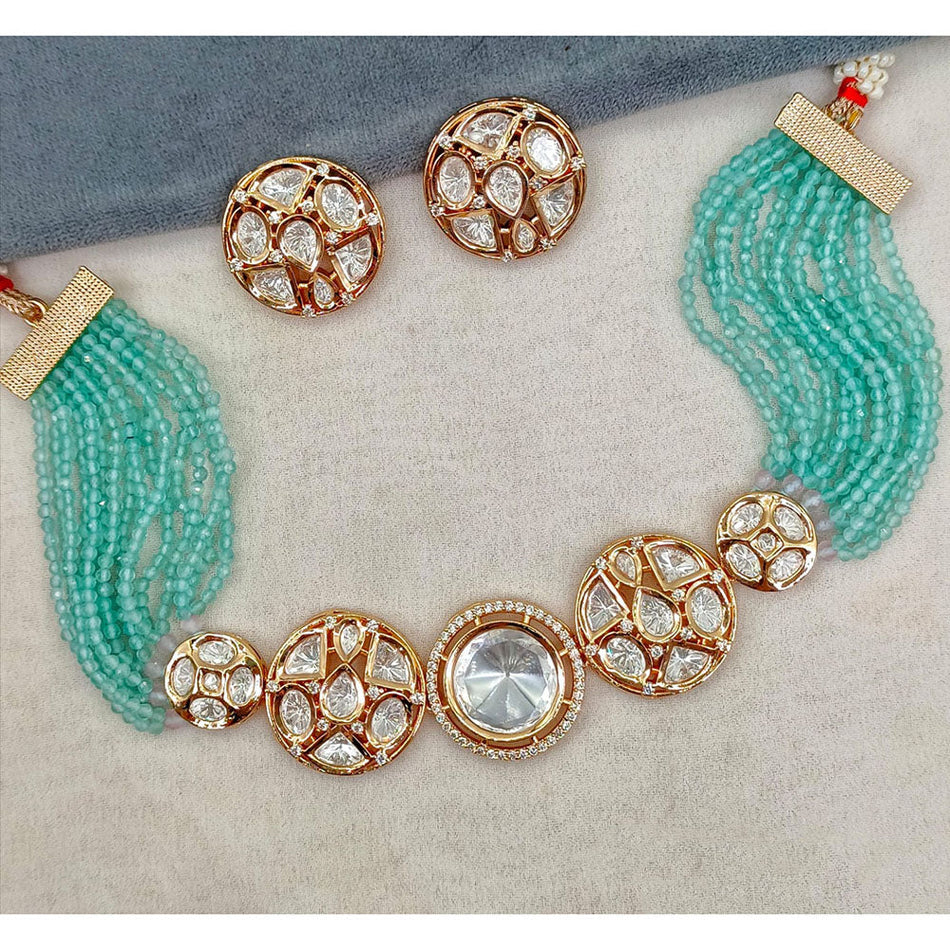 Kundan Choker Necklace in White Gold Plated for Bridal | Bridal Jewellery India