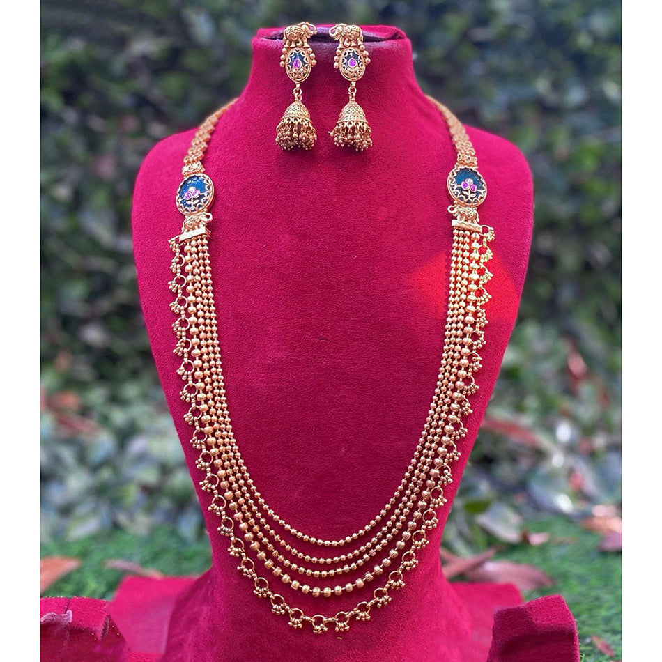 Pota Stone and Pearl Necklace in Gold Tone | Bridal Jewellery India