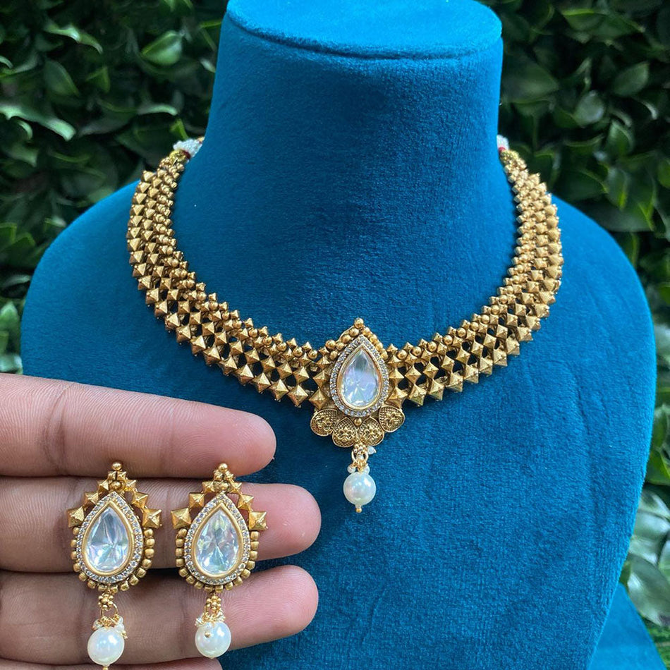 Kundan Choker Necklace in Silver for Bridal | Bridal Jewellery India
