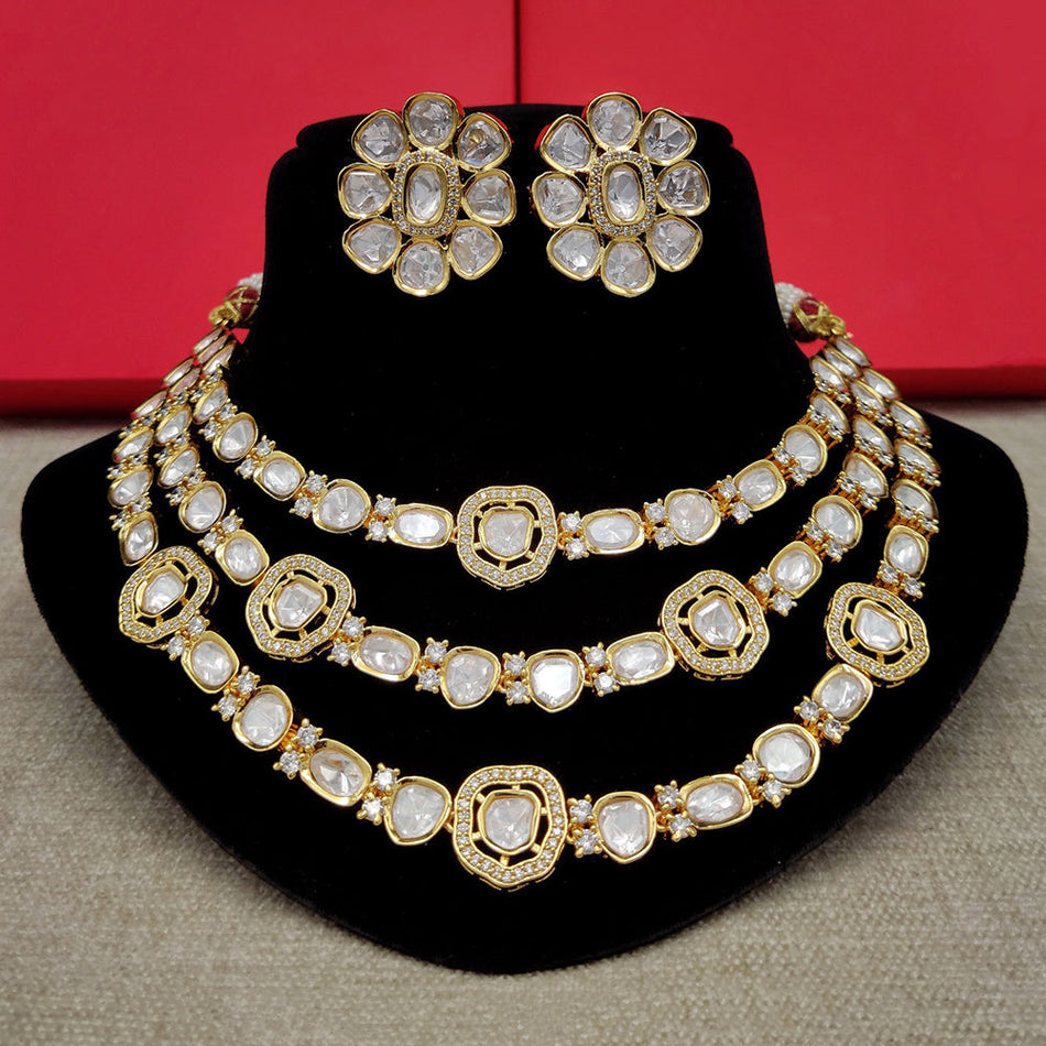 Kundan Choker Necklace in White Gold Plated | Bridal Jewellery India