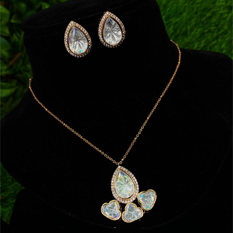 Kundan Choker Necklace in White Gold Plated | Bridal Jewellery India