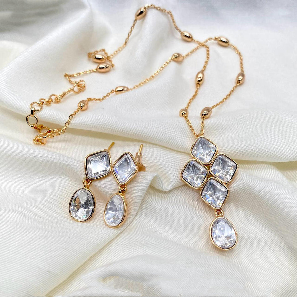 Kundan Necklace in White Gold Plated for Bridal | Bridal Jewellery India