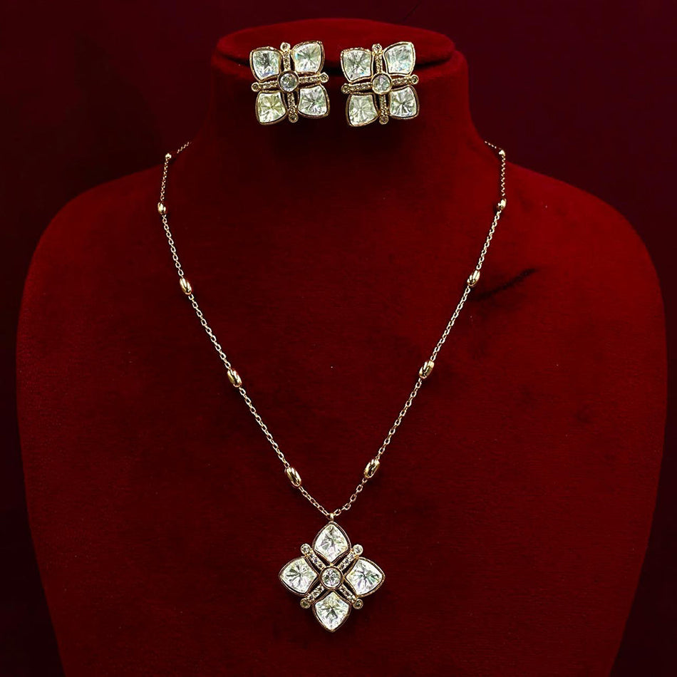 Kundan Necklace in Rose Gold Plated | Bridal Jewellery India