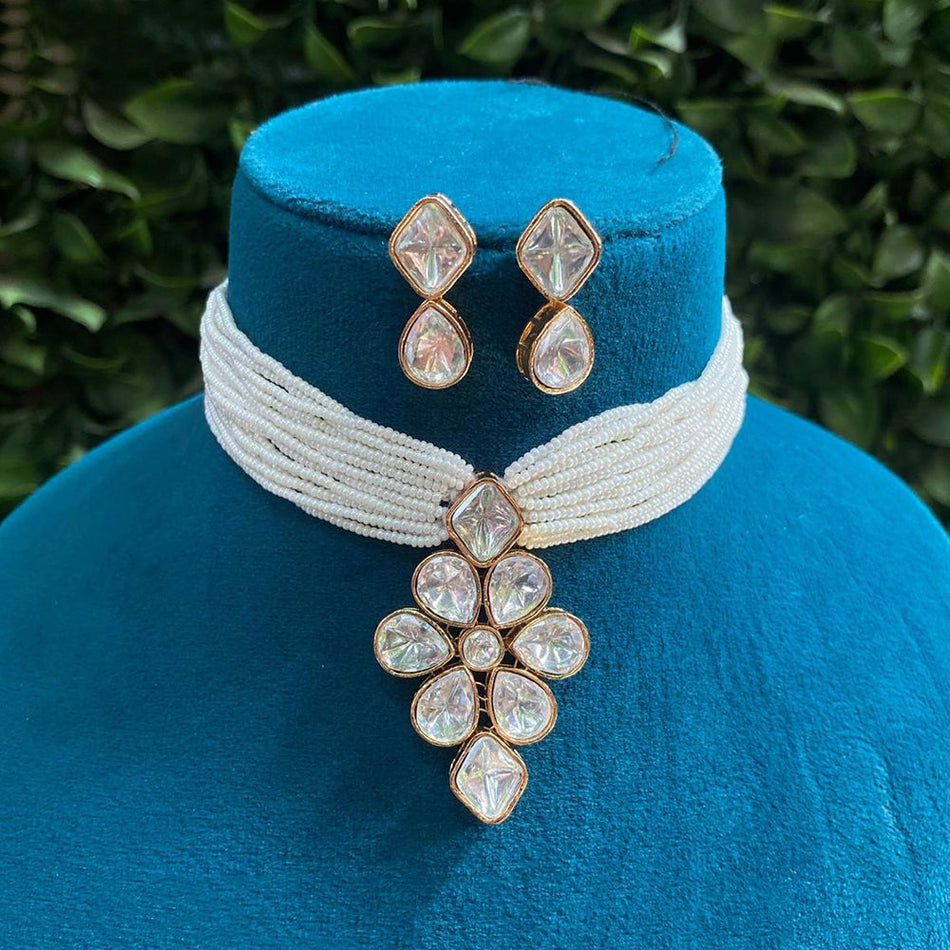 Designer Polki Kundan Choker in Oxidised Silver | Bridal Jewellery India