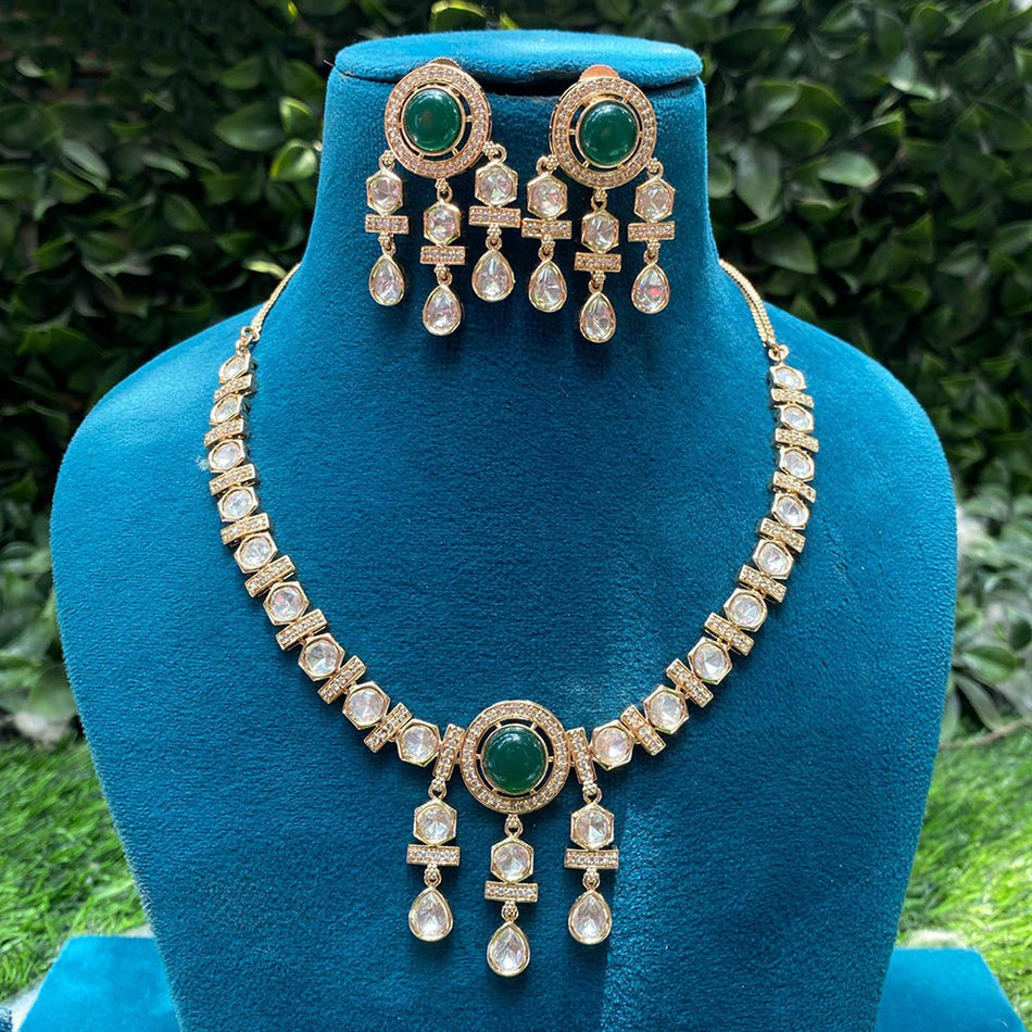Designer Polki Kundan Necklace in Gold Plated | Bridal Jewellery India