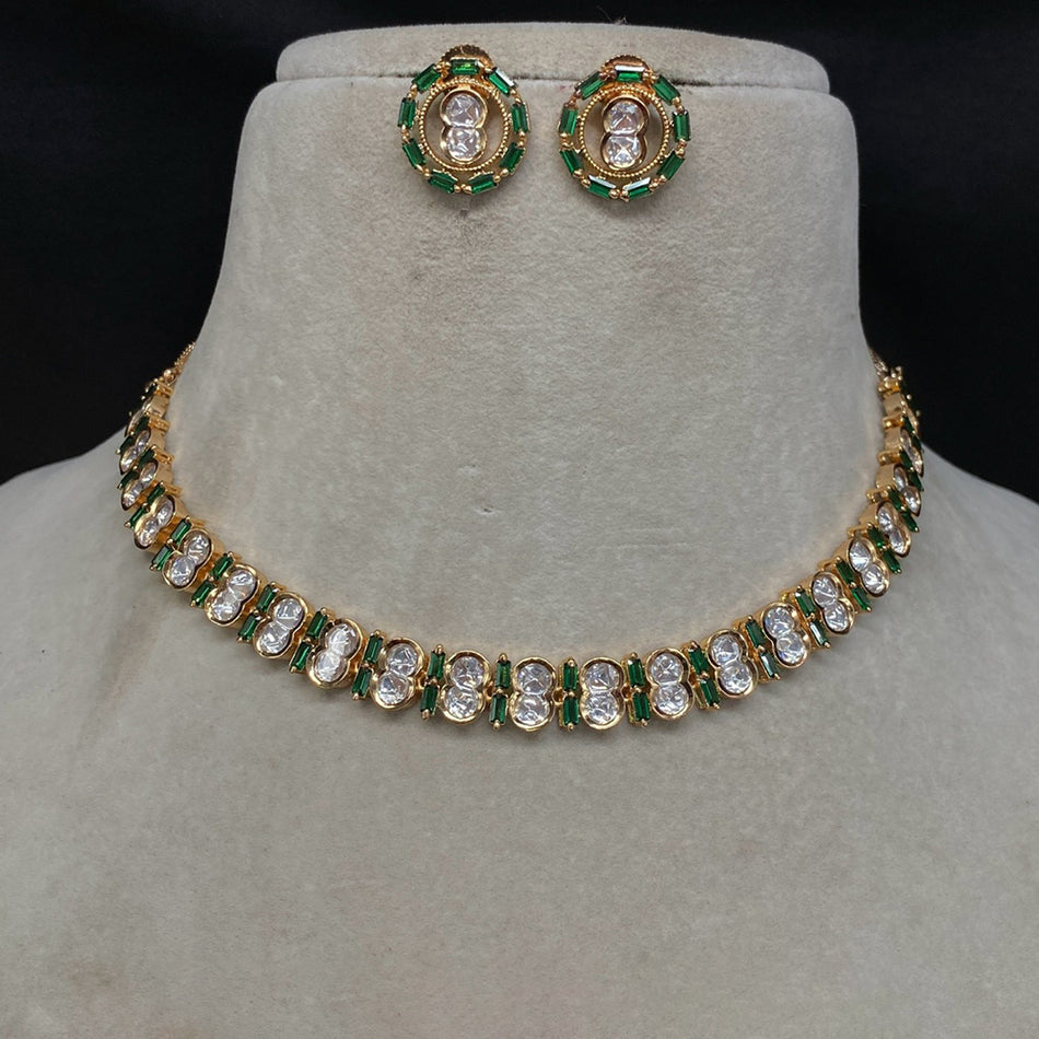 Kundan Necklace in Gold Plated with Polki Stones | Bridal Jewellery India