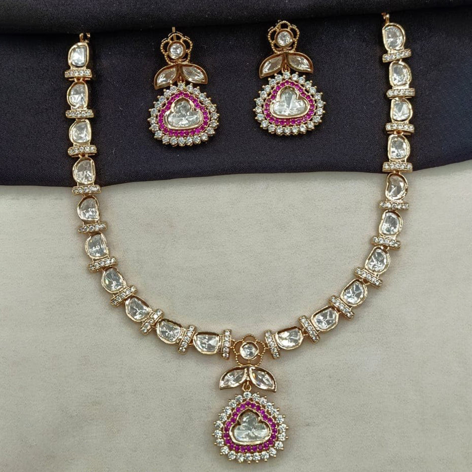 Designer Polki Kundan Necklace in Gold Plated | Bridal Jewellery India