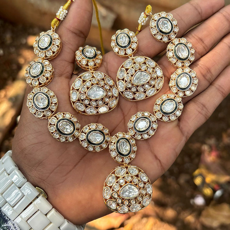 Designer Kundan Necklace in Gold Plated | Bridal Jewellery India