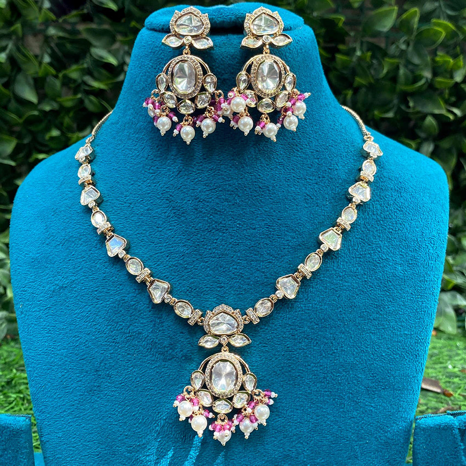 Kundan Choker Necklace in White Gold Plated for Bridal | Bridal Jewellery India