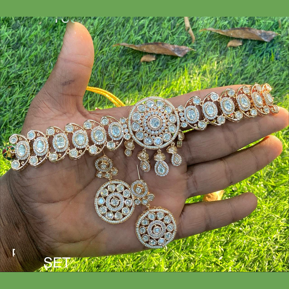 Kundan Choker Necklace in Platinum for Bridal Wear | Bridal Jewellery India