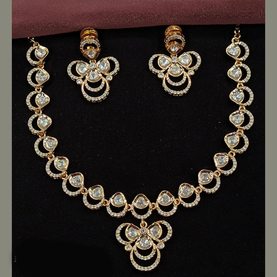 Designer Polki Kundan Necklace in Gold Plated | Bridal Jewellery India
