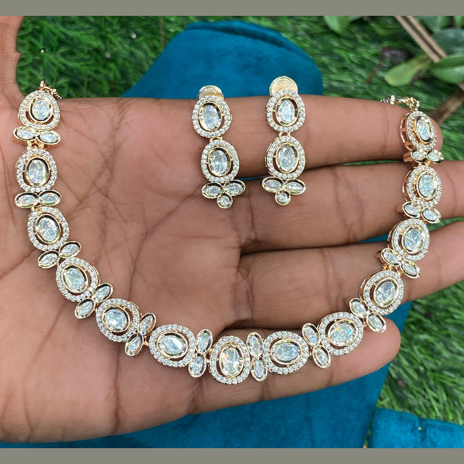Designer Polki Kundan Necklace in Gold Plated | Bridal Jewellery India