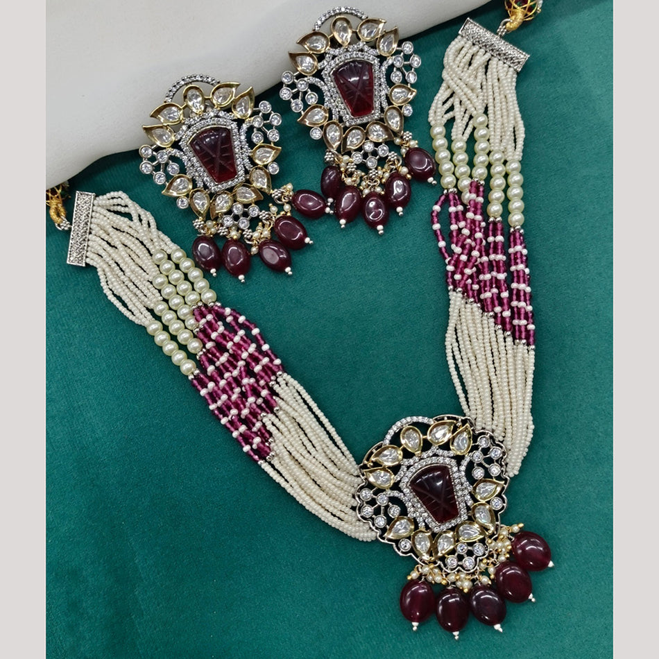 Kundan Necklace in Silver with Polki Stones | Bridal Jewellery India