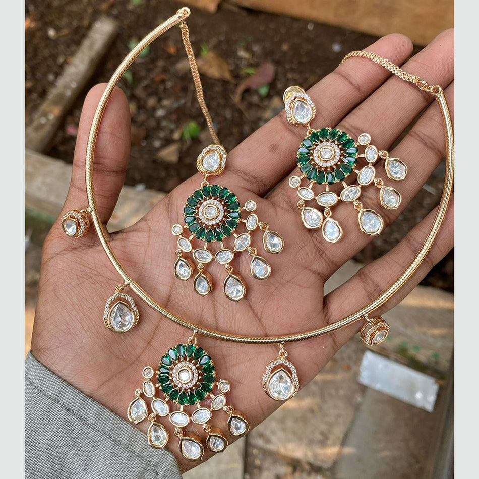 Designer Polki Kundan Necklace in Gold Plated | Bridal Jewellery India
