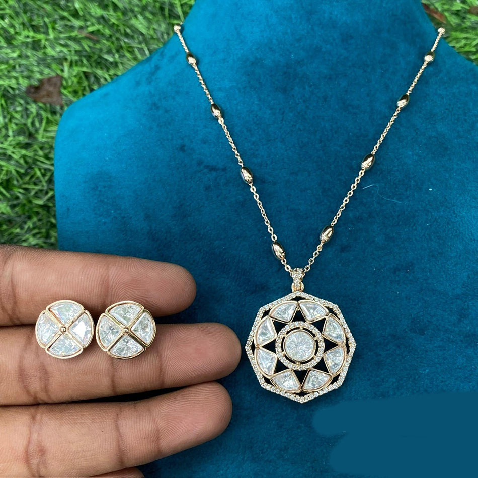 Designer Polki Kundan Necklace in Gold Plated | Bridal Jewellery India
